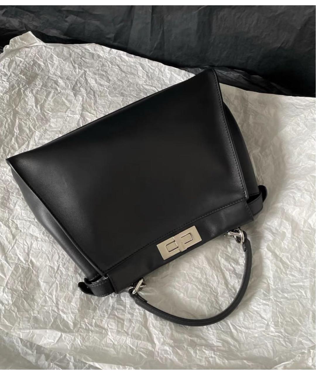 FENDI Черная кожаная сумка через плечо, фото 3