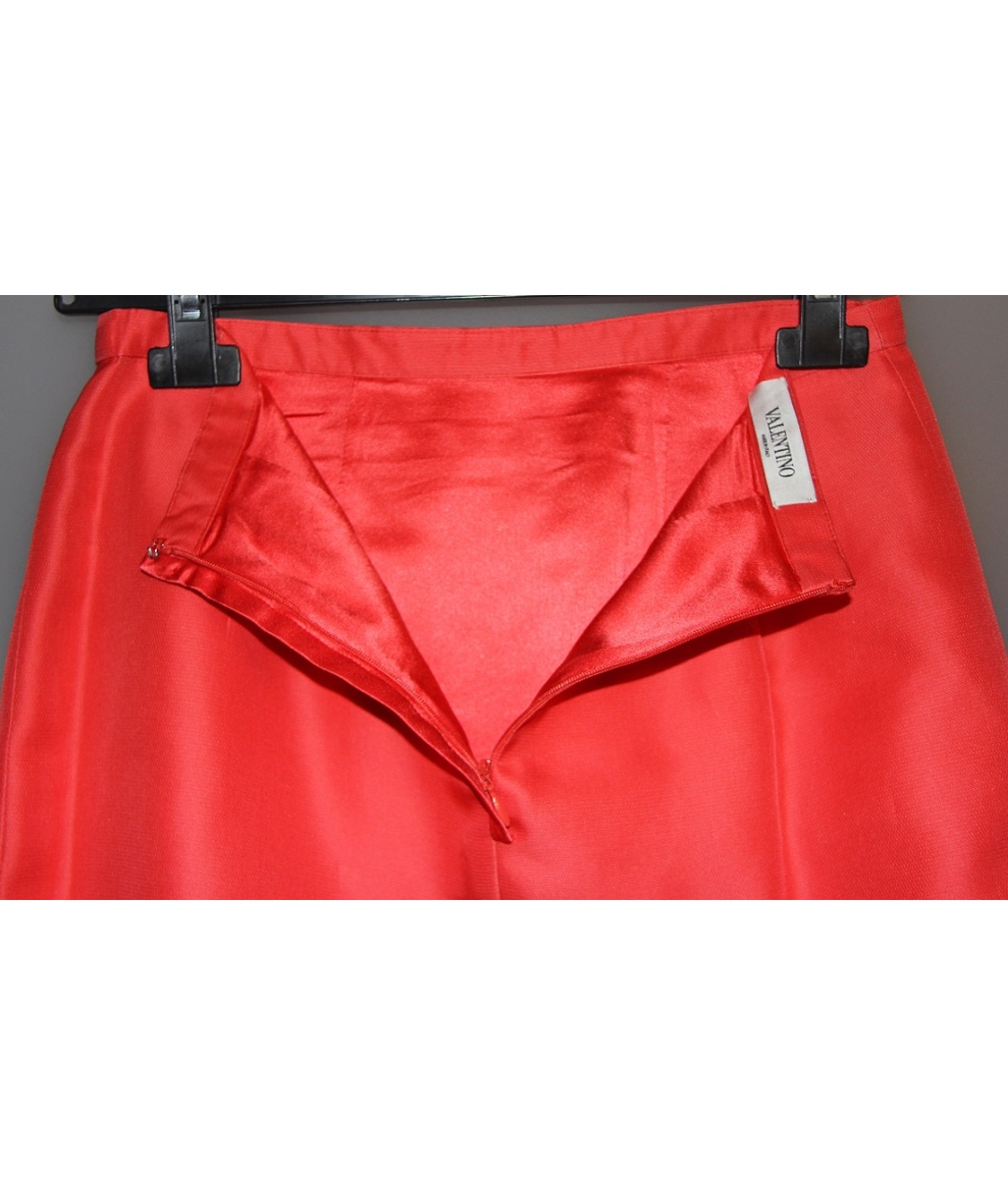 VALENTINO Коралловая шелковая юбка миди, фото 3
