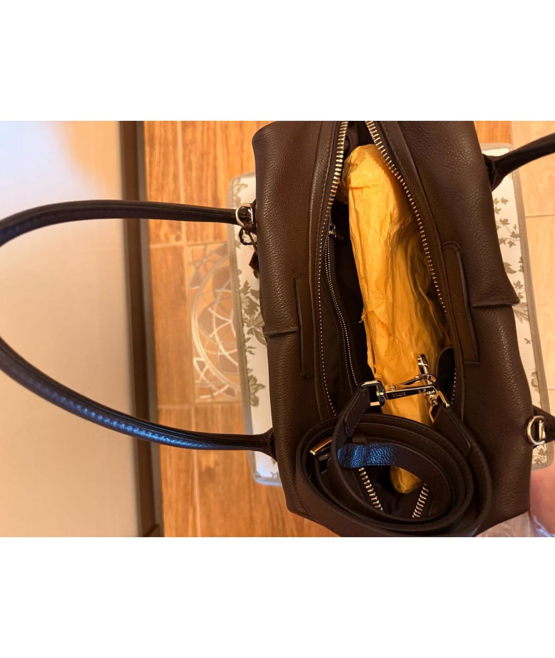 TOD'S Коричневая кожаная сумка через плечо, фото 4