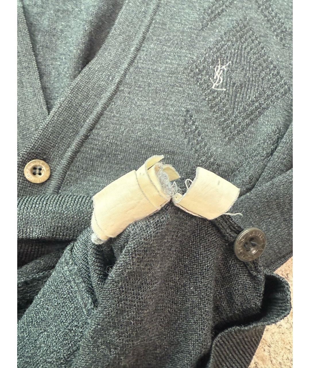 SAINT LAURENT Антрацитовый кардиган, фото 7