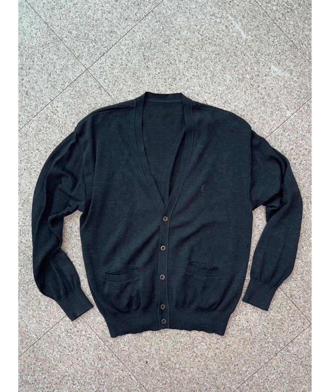 SAINT LAURENT Антрацитовый кардиган, фото 8