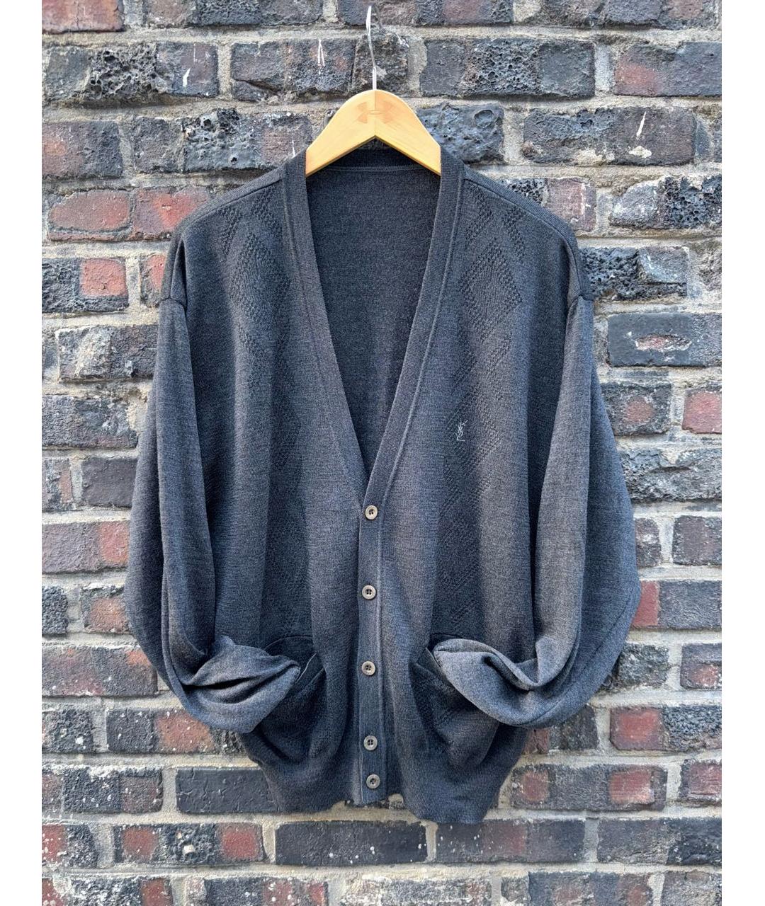 SAINT LAURENT Антрацитовый кардиган, фото 5