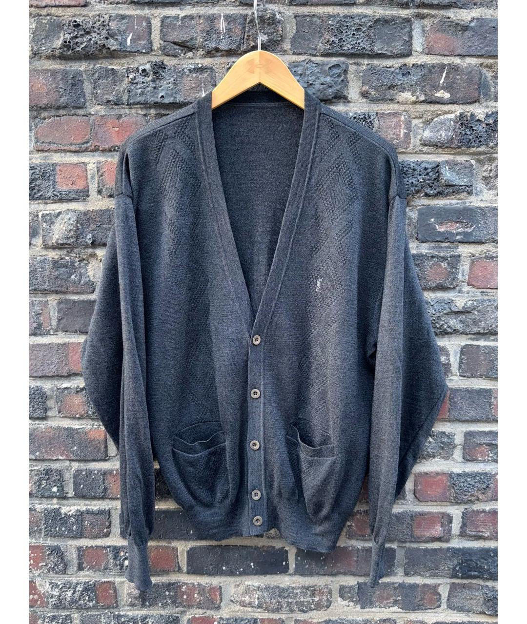 SAINT LAURENT Антрацитовый кардиган, фото 3