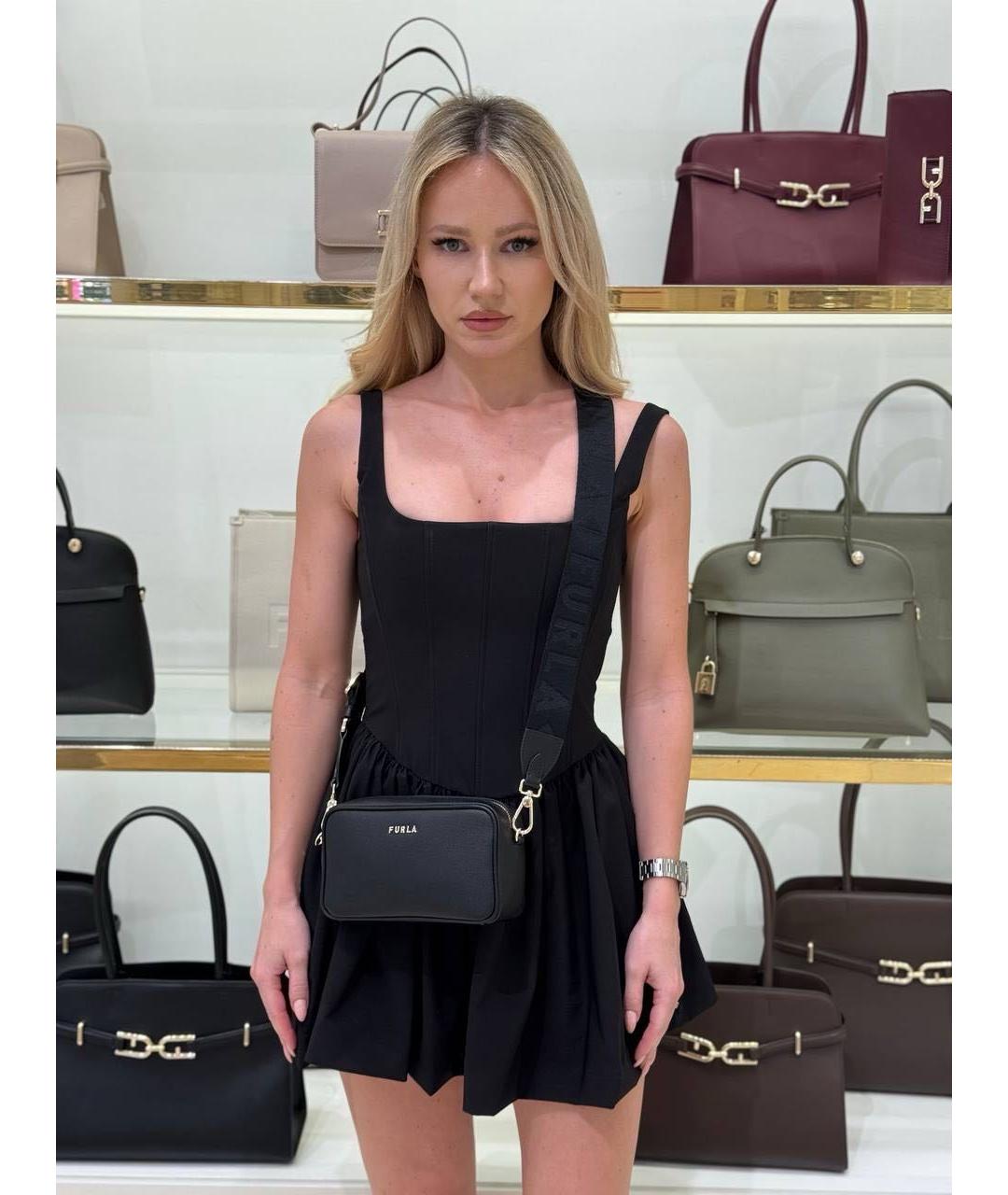 FURLA Черная кожаная сумка через плечо, фото 3