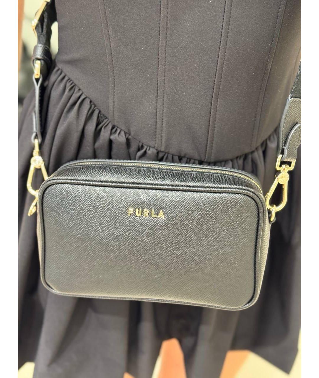 FURLA Черная кожаная сумка через плечо, фото 4