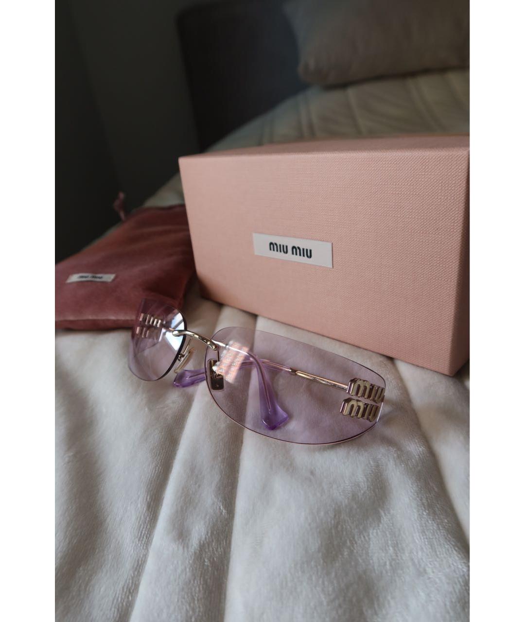 MIU MIU Розовые металлические солнцезащитные очки, фото 6