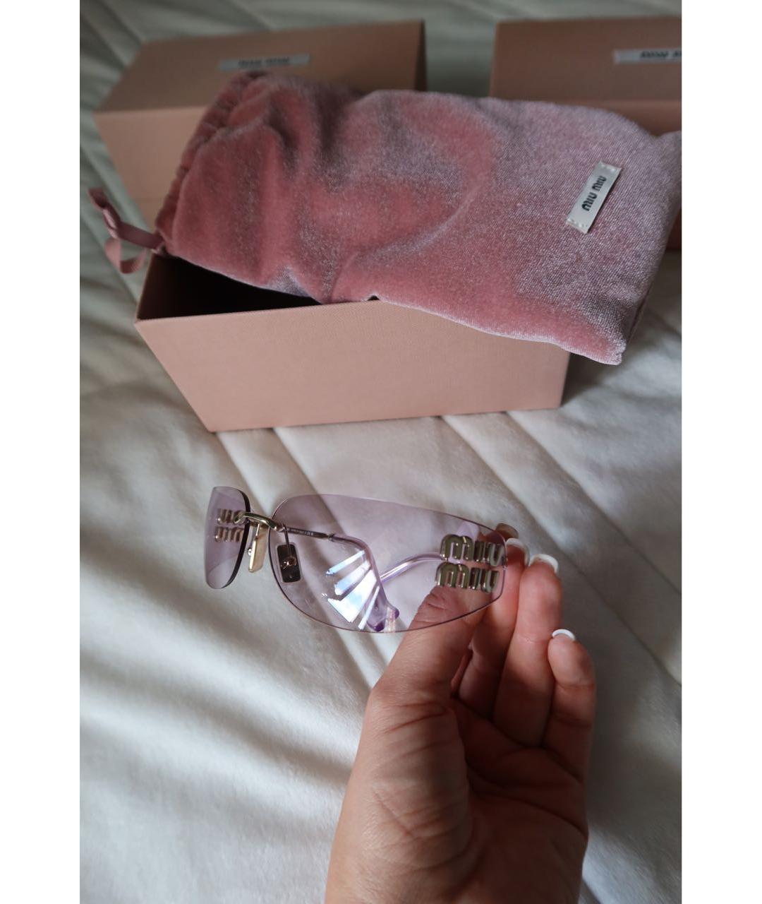 MIU MIU Розовые металлические солнцезащитные очки, фото 4