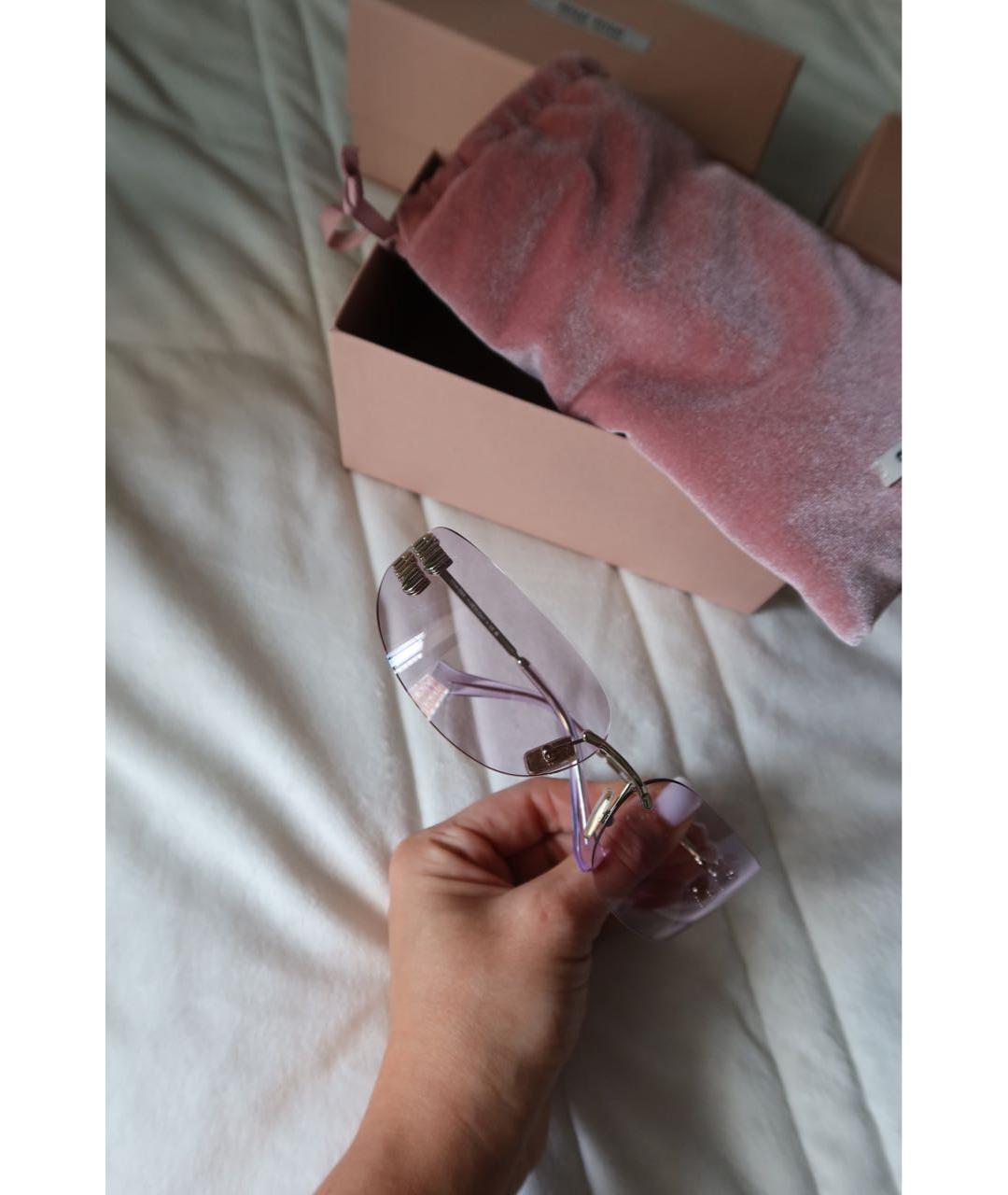 MIU MIU Розовые металлические солнцезащитные очки, фото 5
