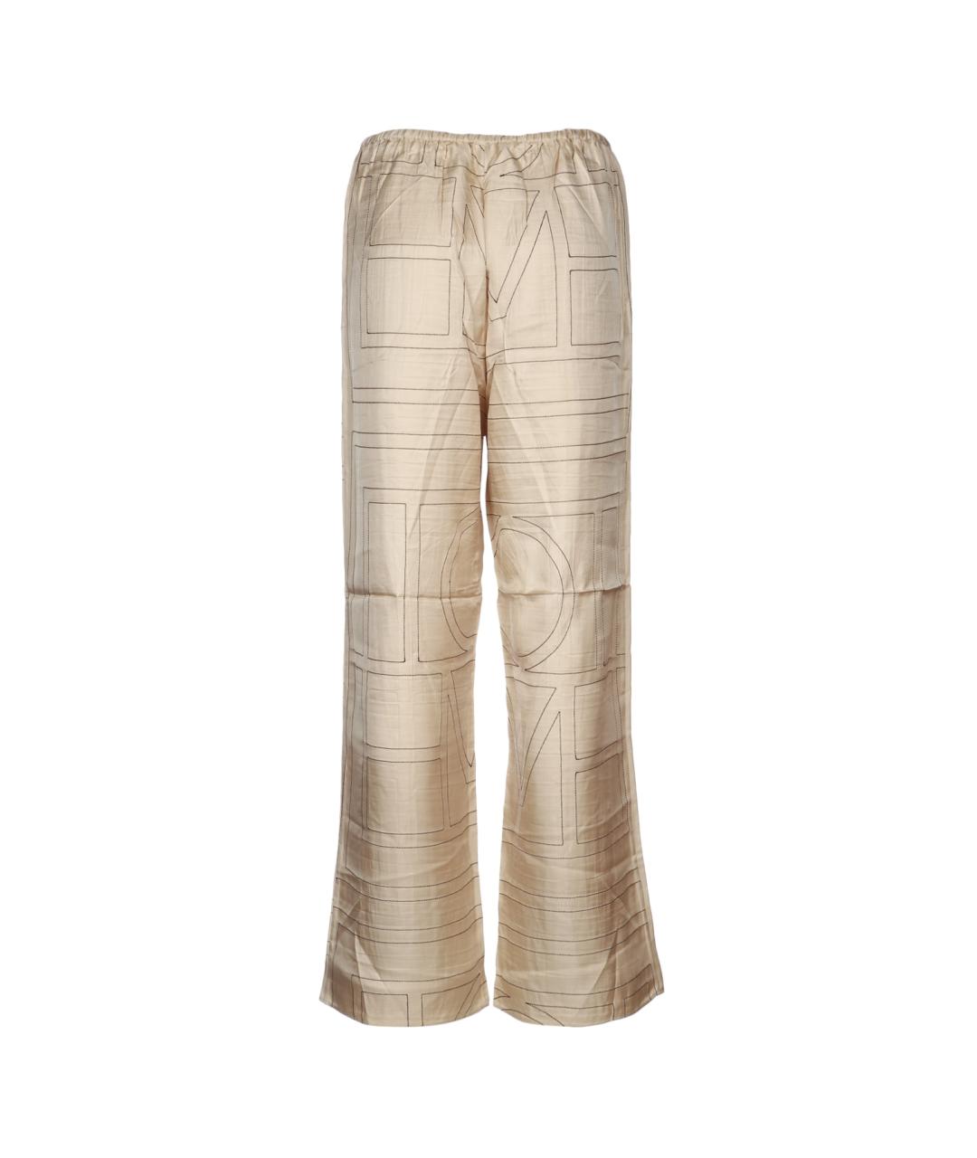 TOTEME Бежевые шелковые прямые брюки, фото 2