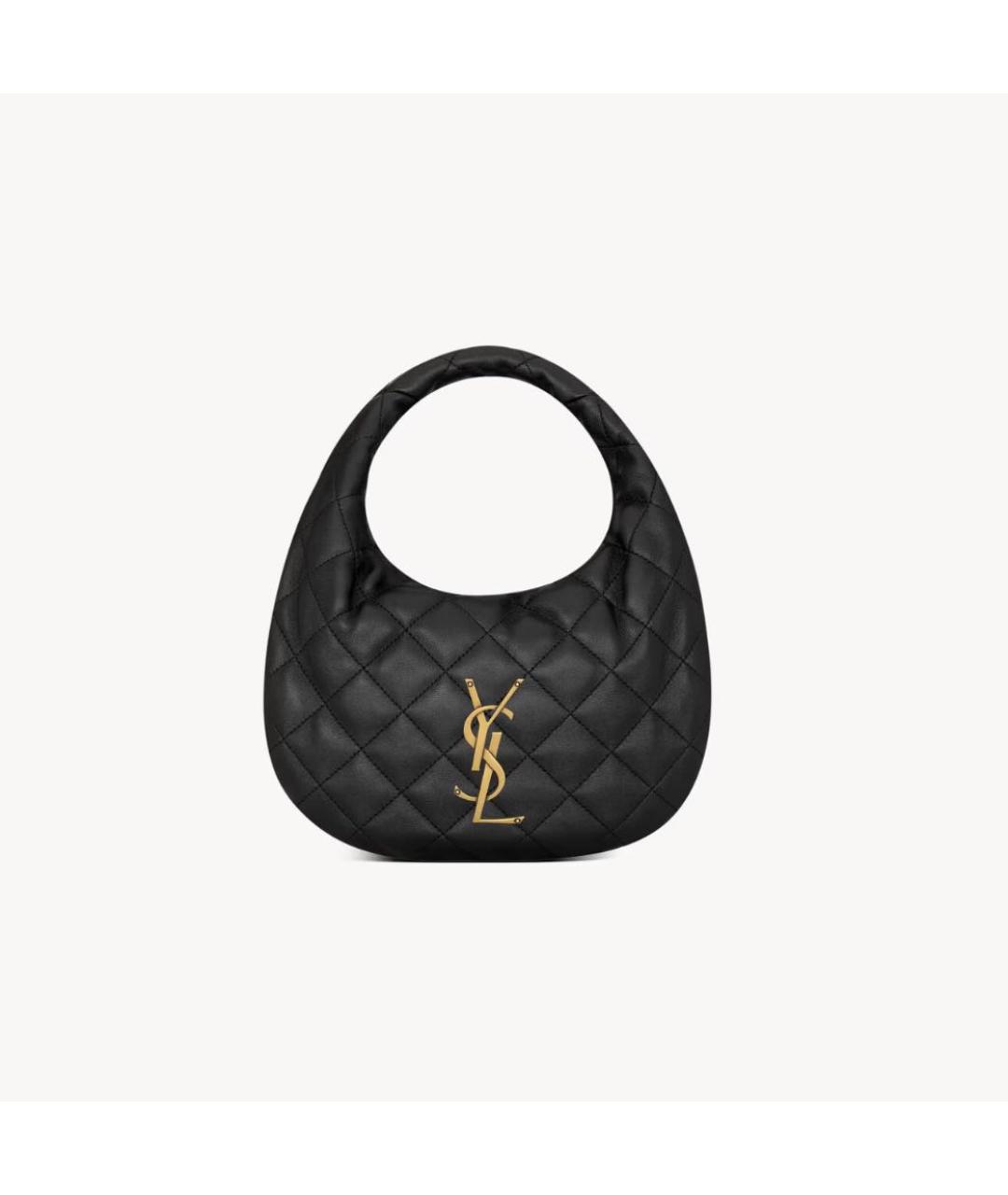 SAINT LAURENT Черная кожаная сумка с короткими ручками, фото 6