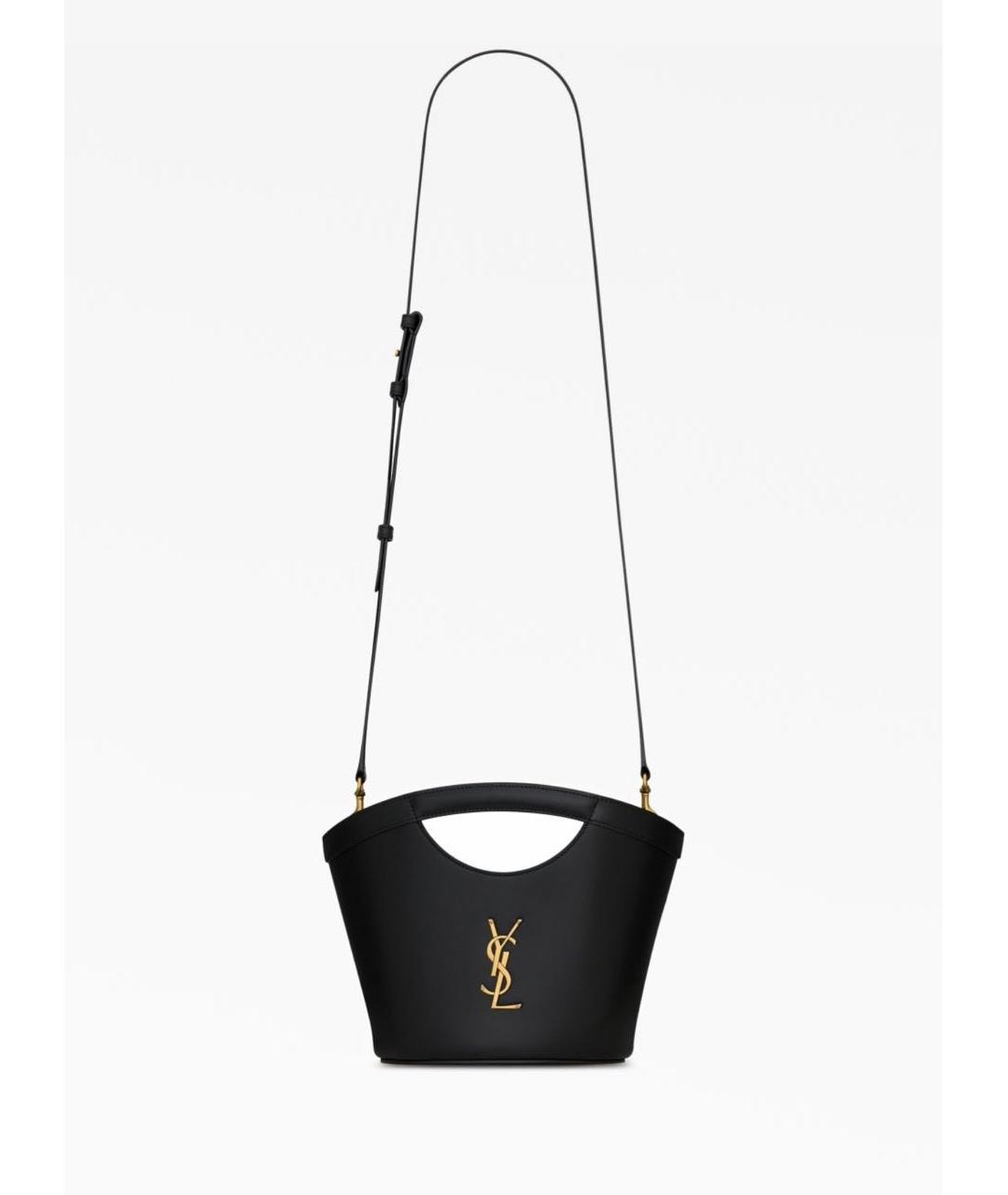 SAINT LAURENT Черная кожаная сумка с короткими ручками, фото 6