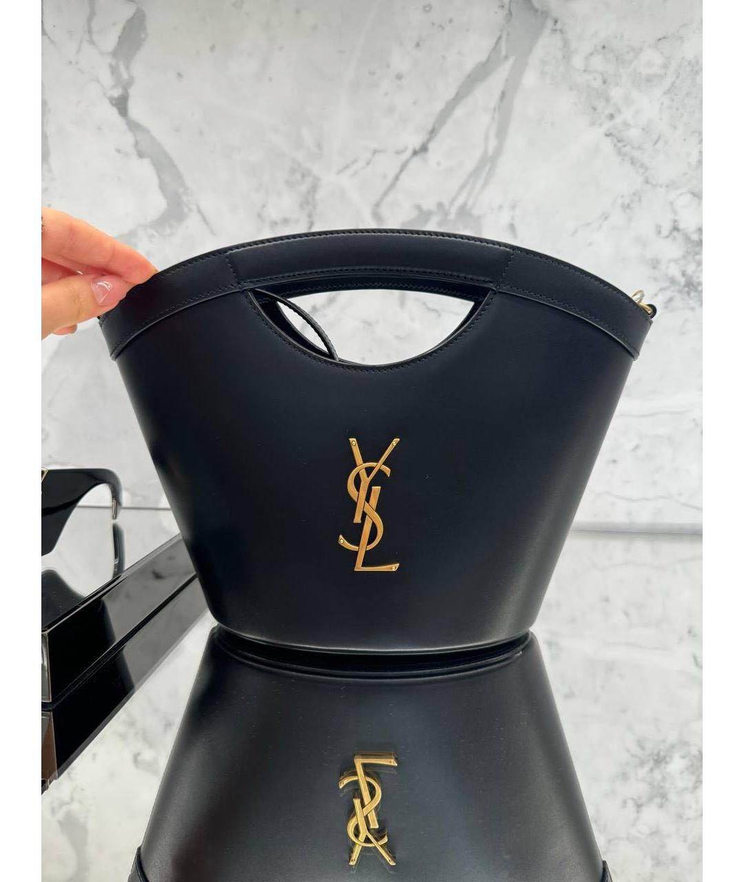 SAINT LAURENT Черная кожаная сумка с короткими ручками, фото 5