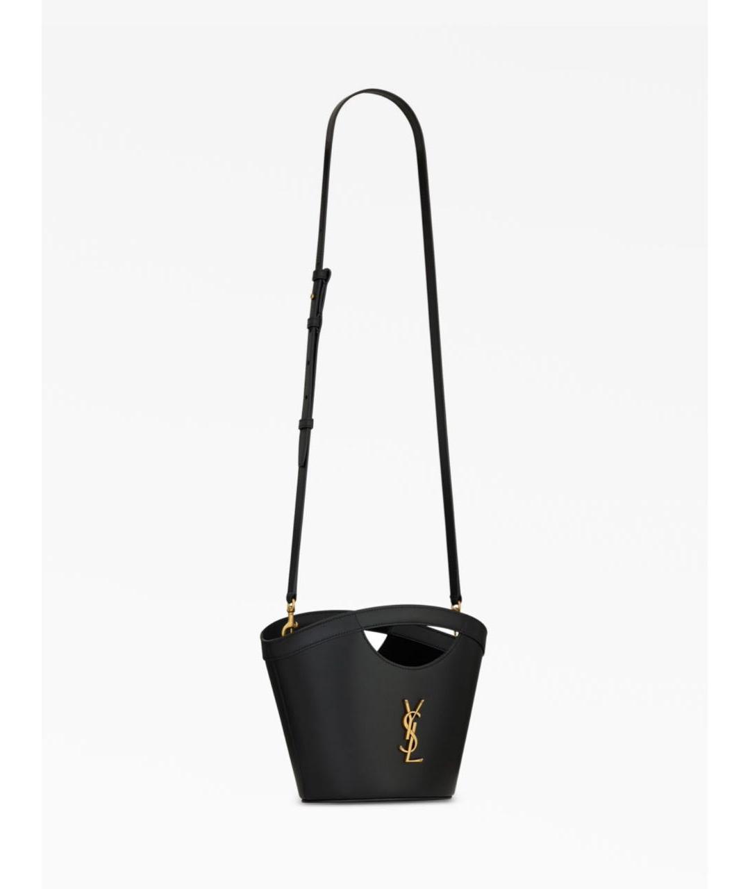 SAINT LAURENT Черная кожаная сумка с короткими ручками, фото 2