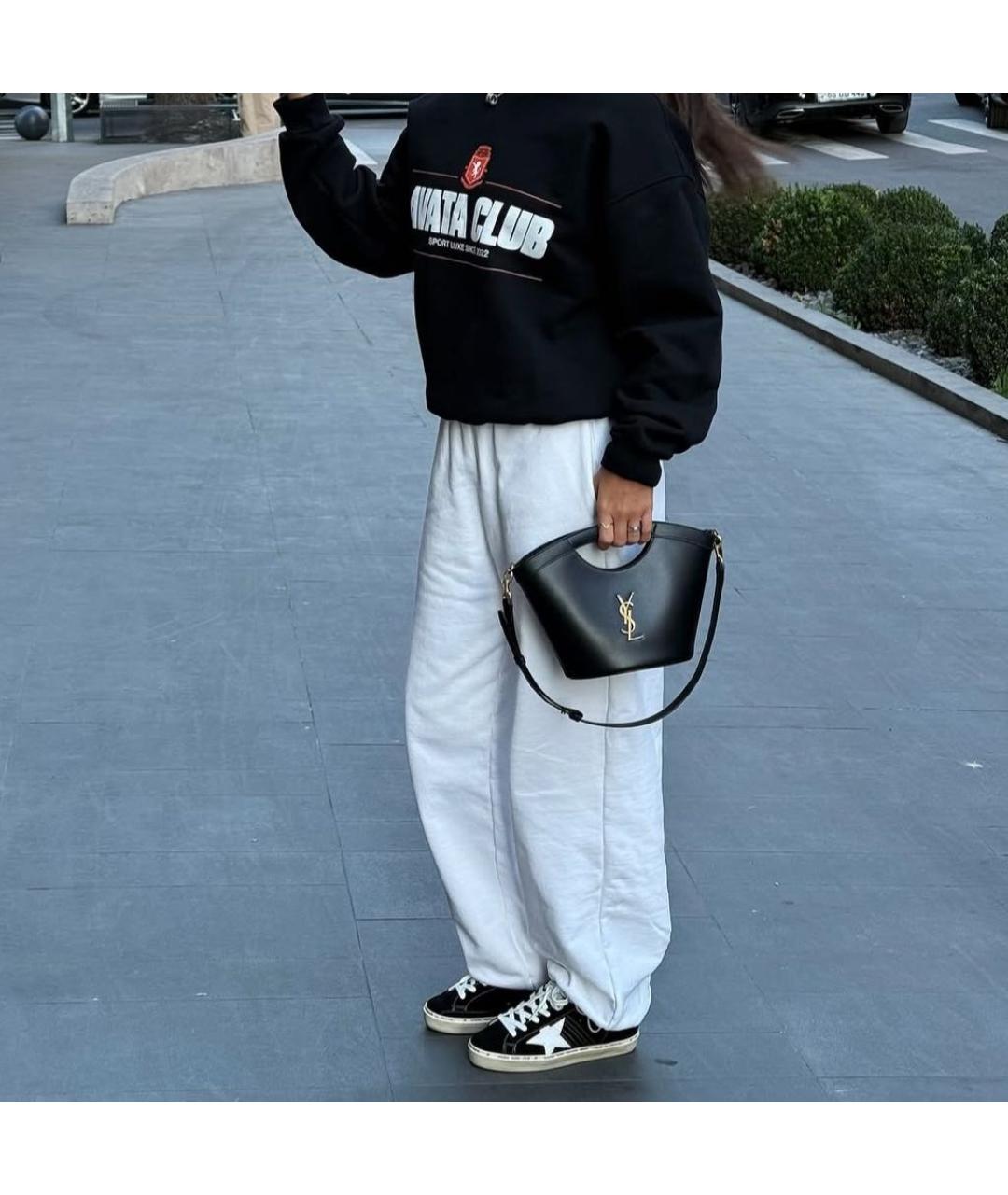 SAINT LAURENT Черная кожаная сумка с короткими ручками, фото 3