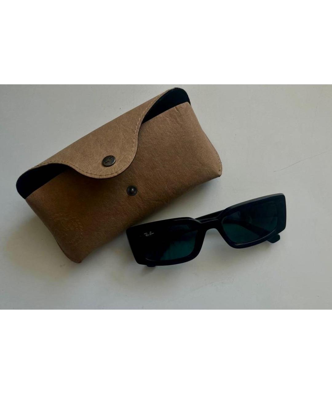 RAY BAN Черные пластиковые солнцезащитные очки, фото 4