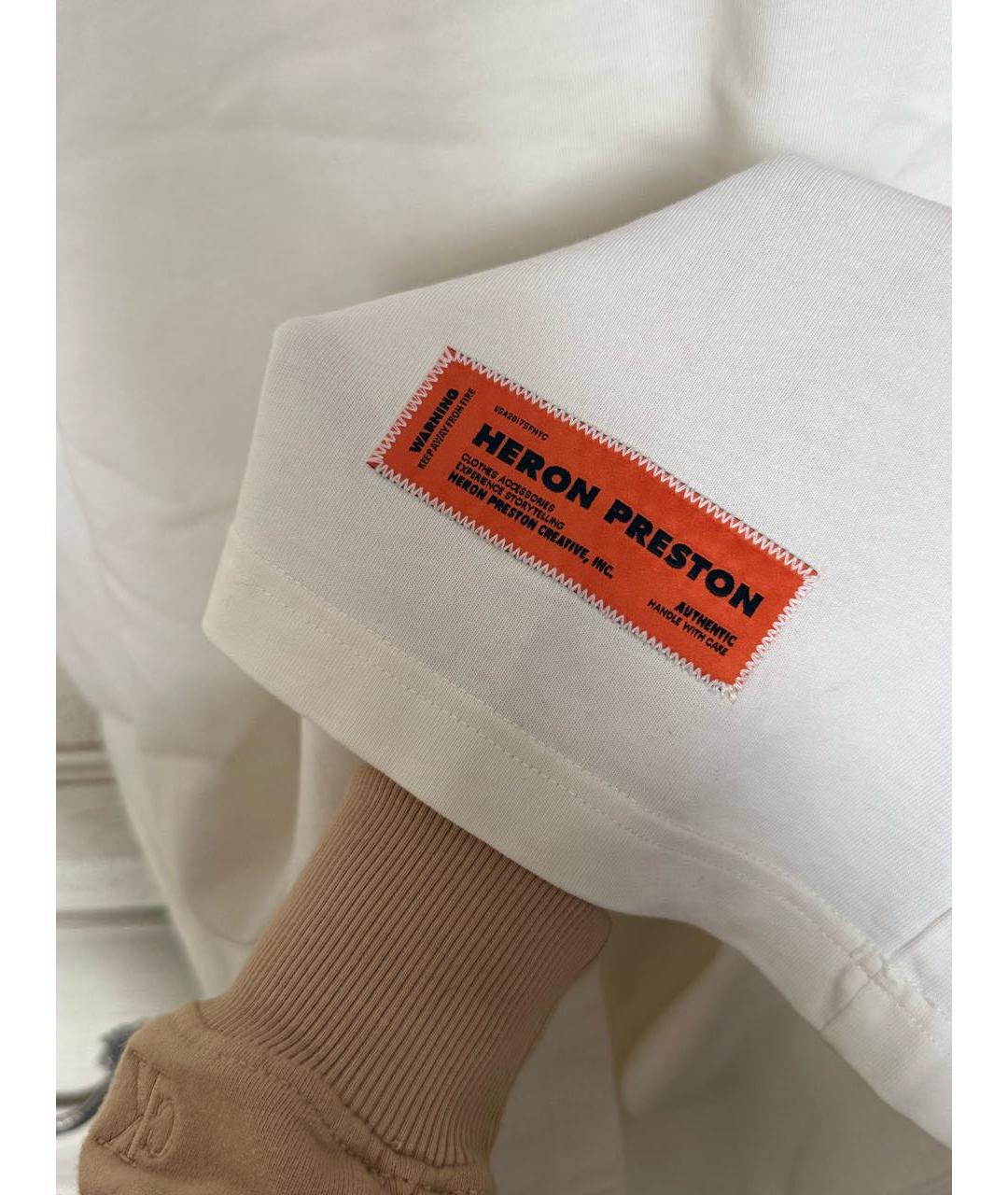 HERON PRESTON Бежевая хлопковая футболка, фото 5