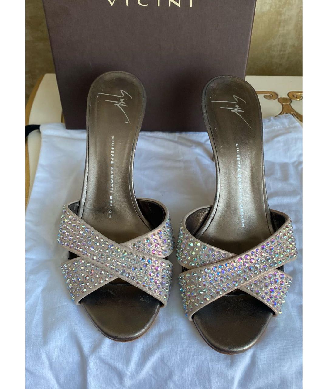GIUSEPPE ZANOTTI DESIGN Золотые кожаные мюли, фото 2
