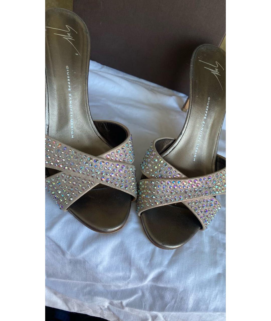 GIUSEPPE ZANOTTI DESIGN Золотые кожаные мюли, фото 5