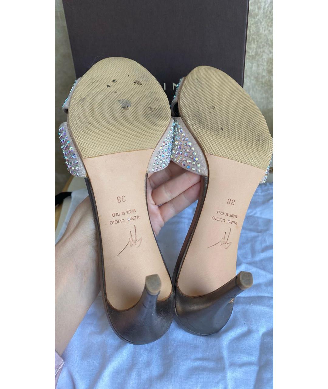 GIUSEPPE ZANOTTI DESIGN Золотые кожаные мюли, фото 4