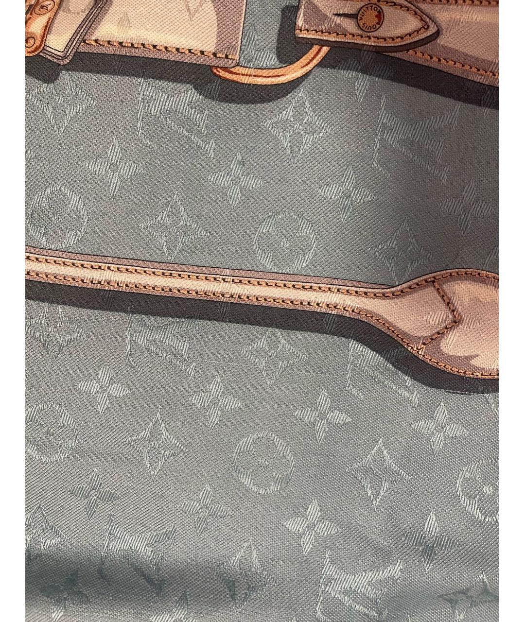 LOUIS VUITTON Голубой шелковый платок, фото 5