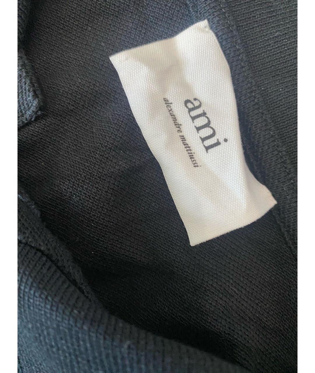 AMI ALEXANDRE MATTIUSSI Черное хлопковое поло с коротким рукавом, фото 4