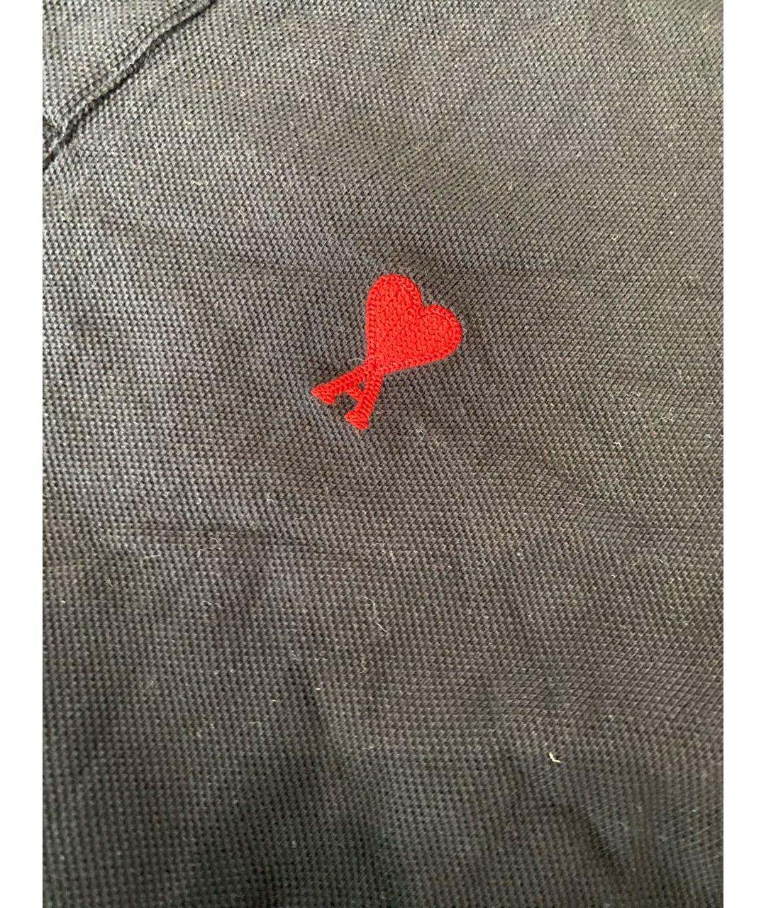 AMI ALEXANDRE MATTIUSSI Черное хлопковое поло с коротким рукавом, фото 2