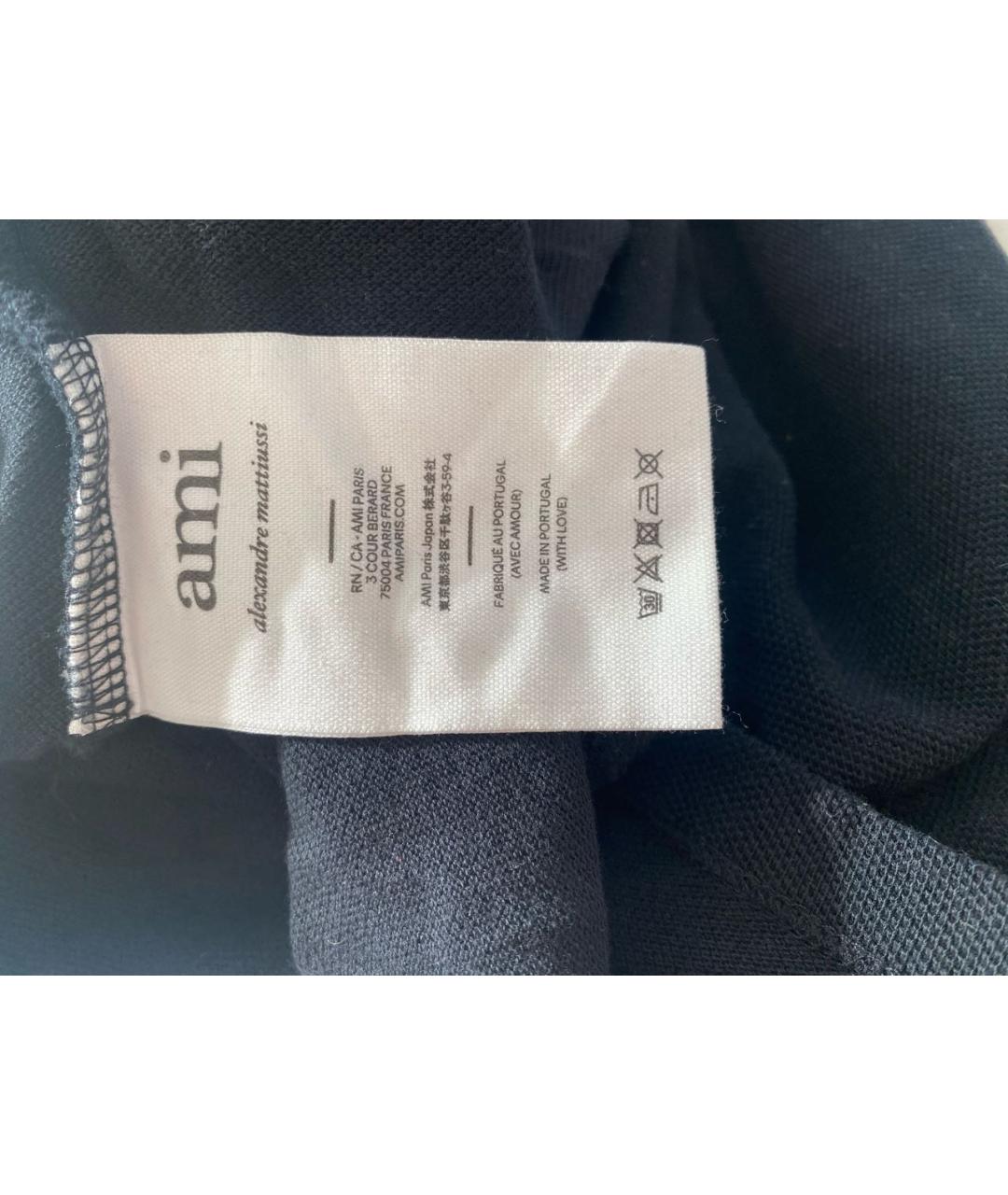 AMI ALEXANDRE MATTIUSSI Черное хлопковое поло с коротким рукавом, фото 5