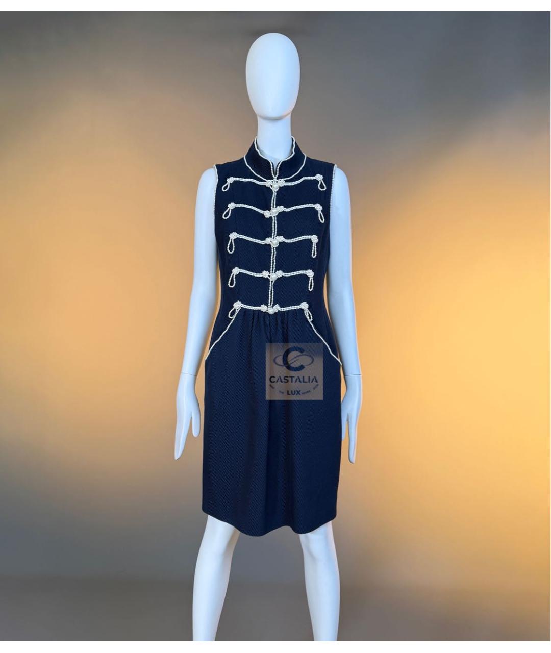 CHANEL Темно-синее хлопковое коктейльное платье, фото 4