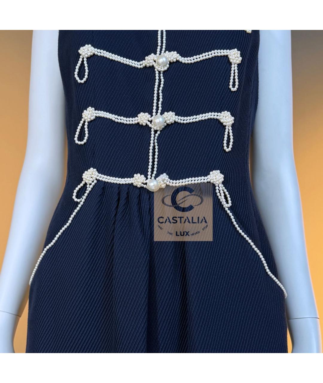 CHANEL Темно-синее хлопковое коктейльное платье, фото 6