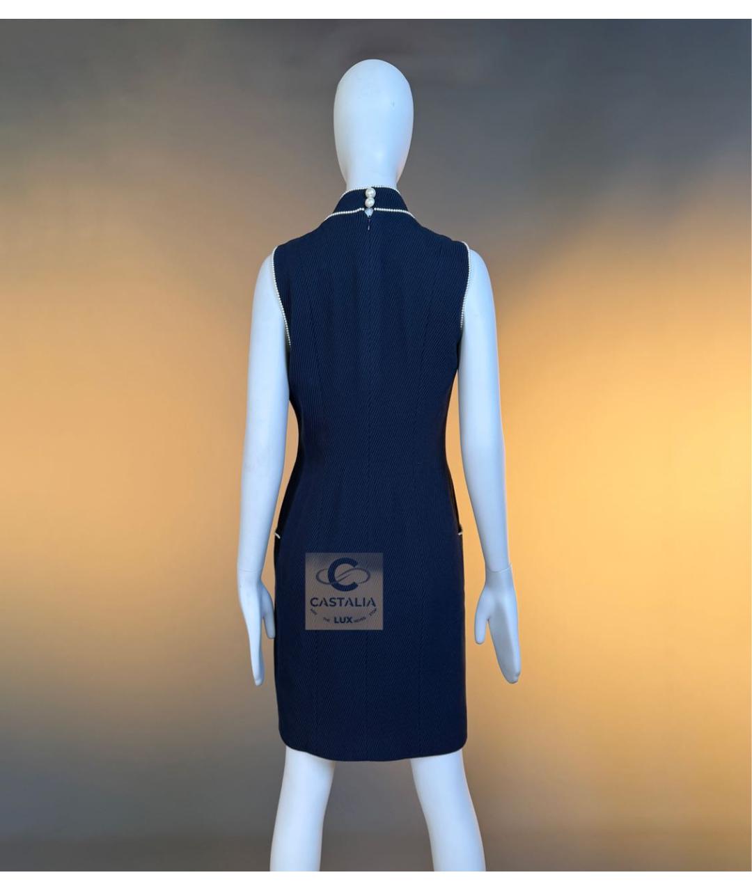 CHANEL Темно-синее хлопковое коктейльное платье, фото 8