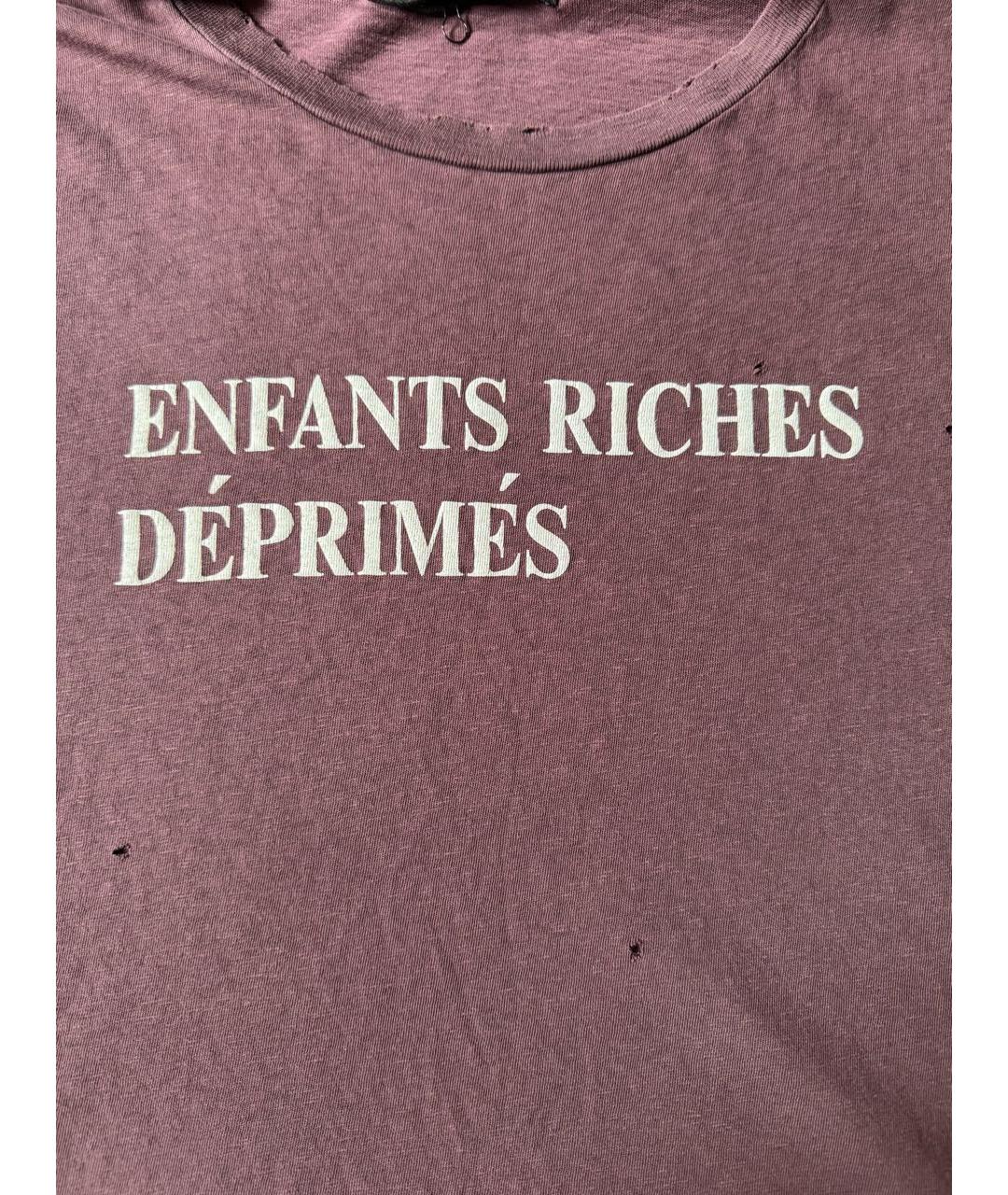 Enfants Riches Déprimés Бордовая хлопковая футболка, фото 4