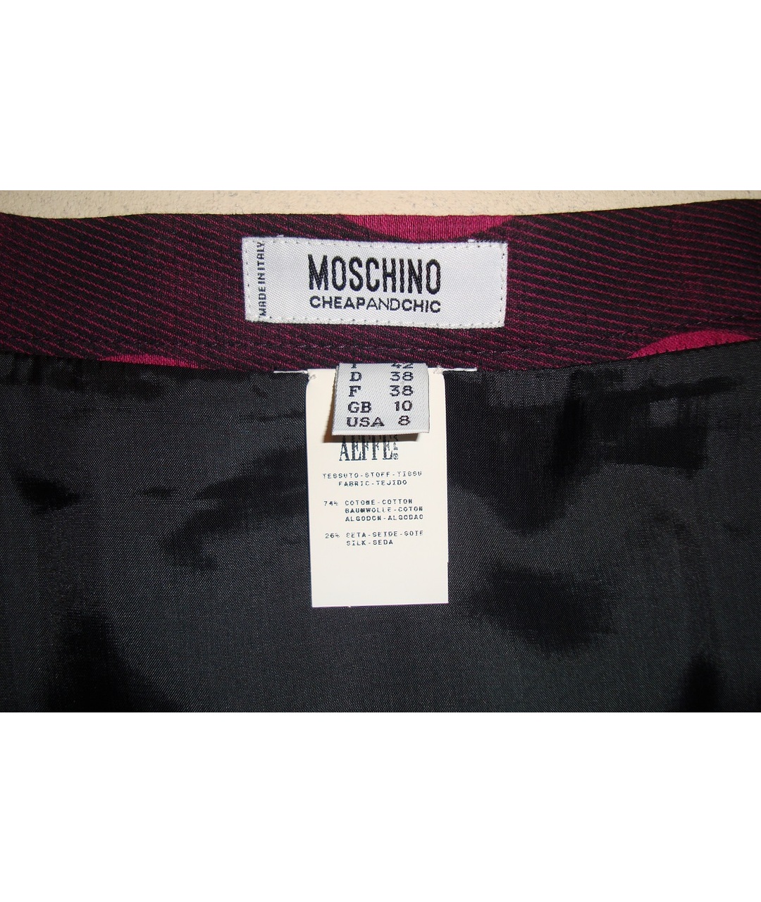 MOSCHINO Фуксия шелковая юбка мини, фото 3