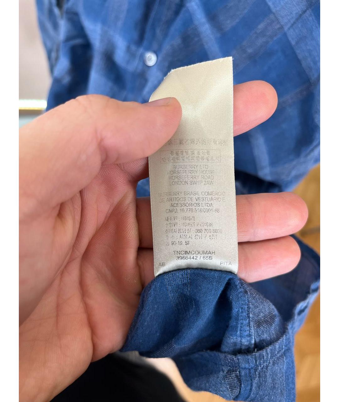 BURBERRY Темно-синяя хлопковая кэжуал рубашка, фото 6