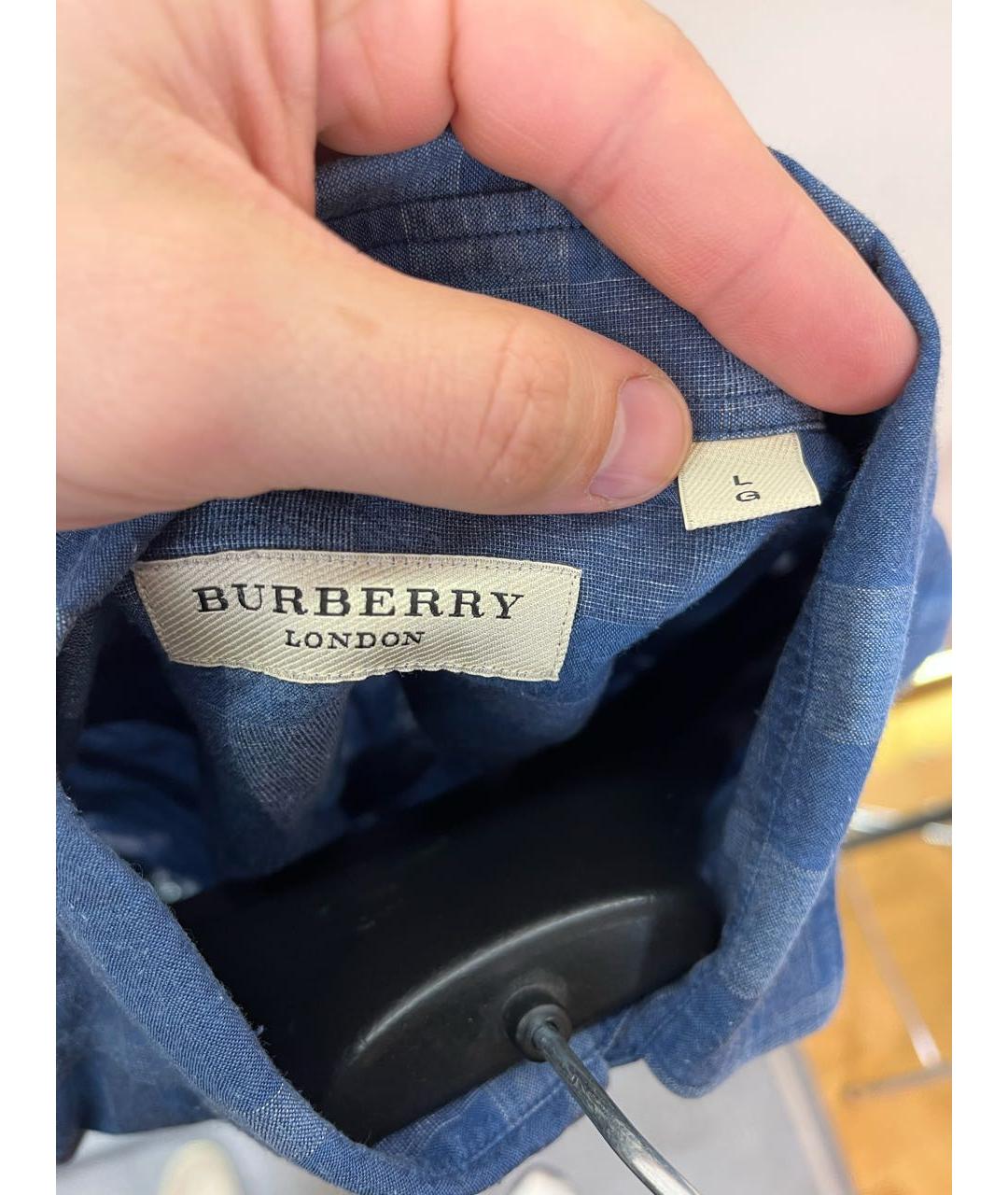 BURBERRY Темно-синяя хлопковая кэжуал рубашка, фото 3