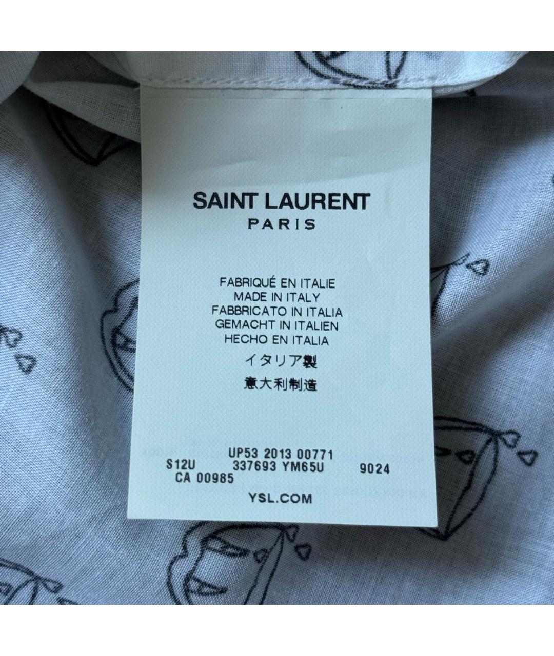 SAINT LAURENT Белая хлопковая кэжуал рубашка, фото 7