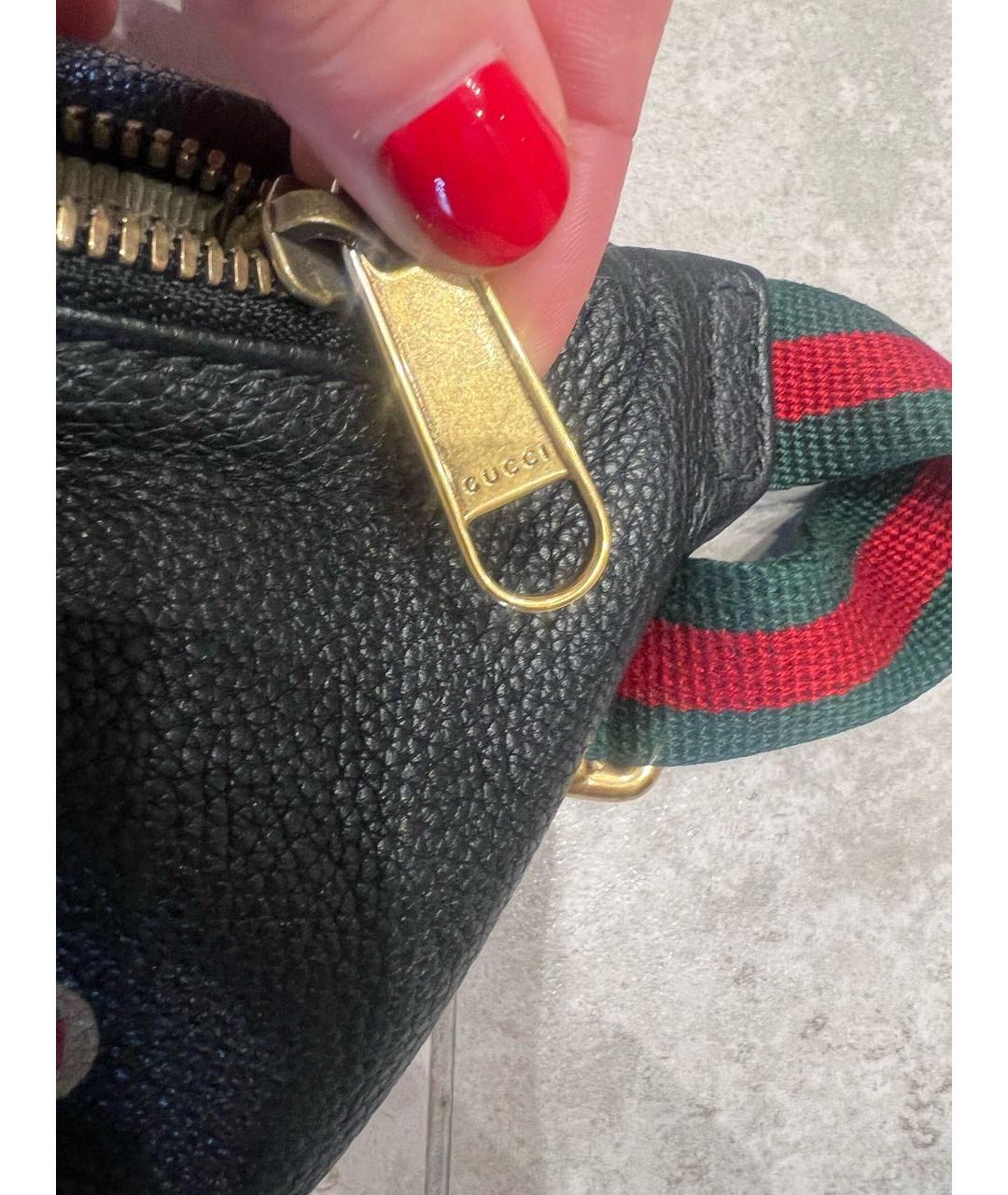 GUCCI Черная кожаная поясная сумка, фото 4
