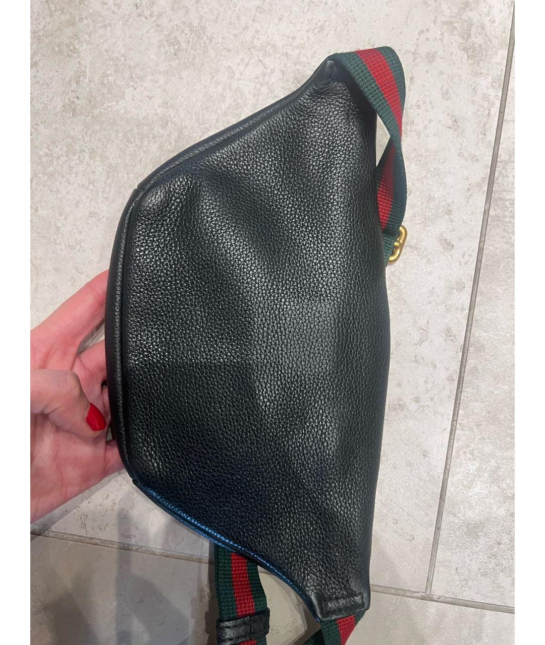 GUCCI Черная кожаная поясная сумка, фото 5