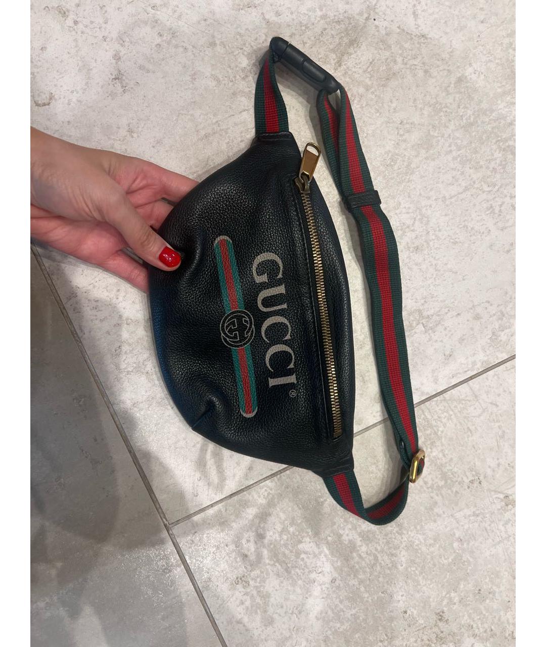 GUCCI Черная кожаная поясная сумка, фото 7