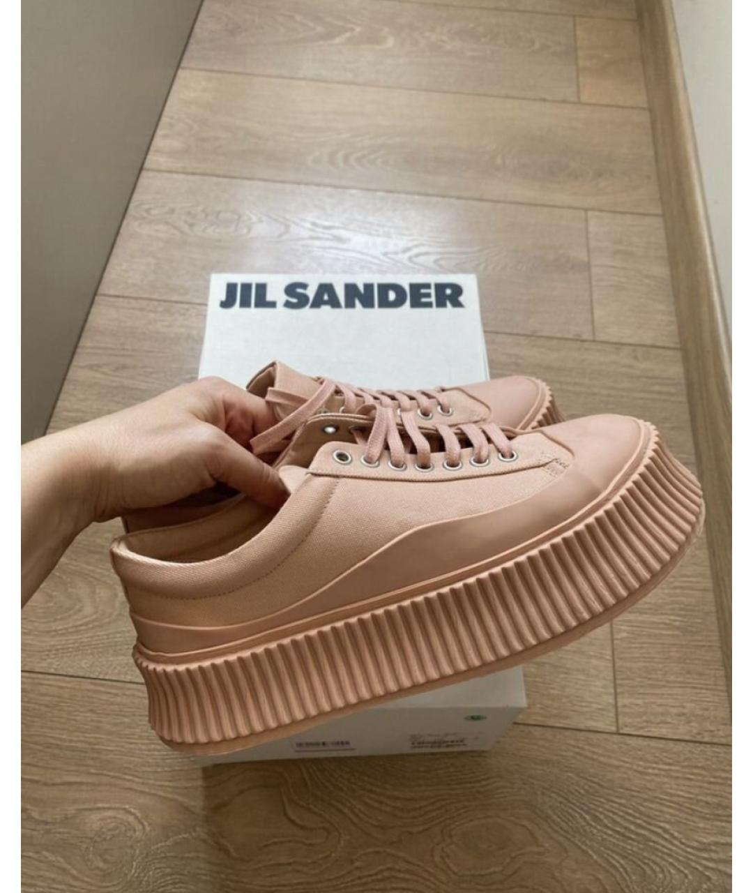 JIL SANDER Розовые текстильные кеды, фото 4