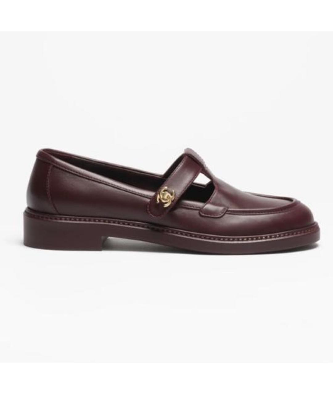 CHANEL Бордовые кожаные туфли, фото 4