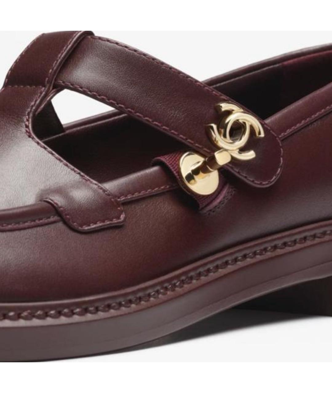 CHANEL Бордовые кожаные туфли, фото 3