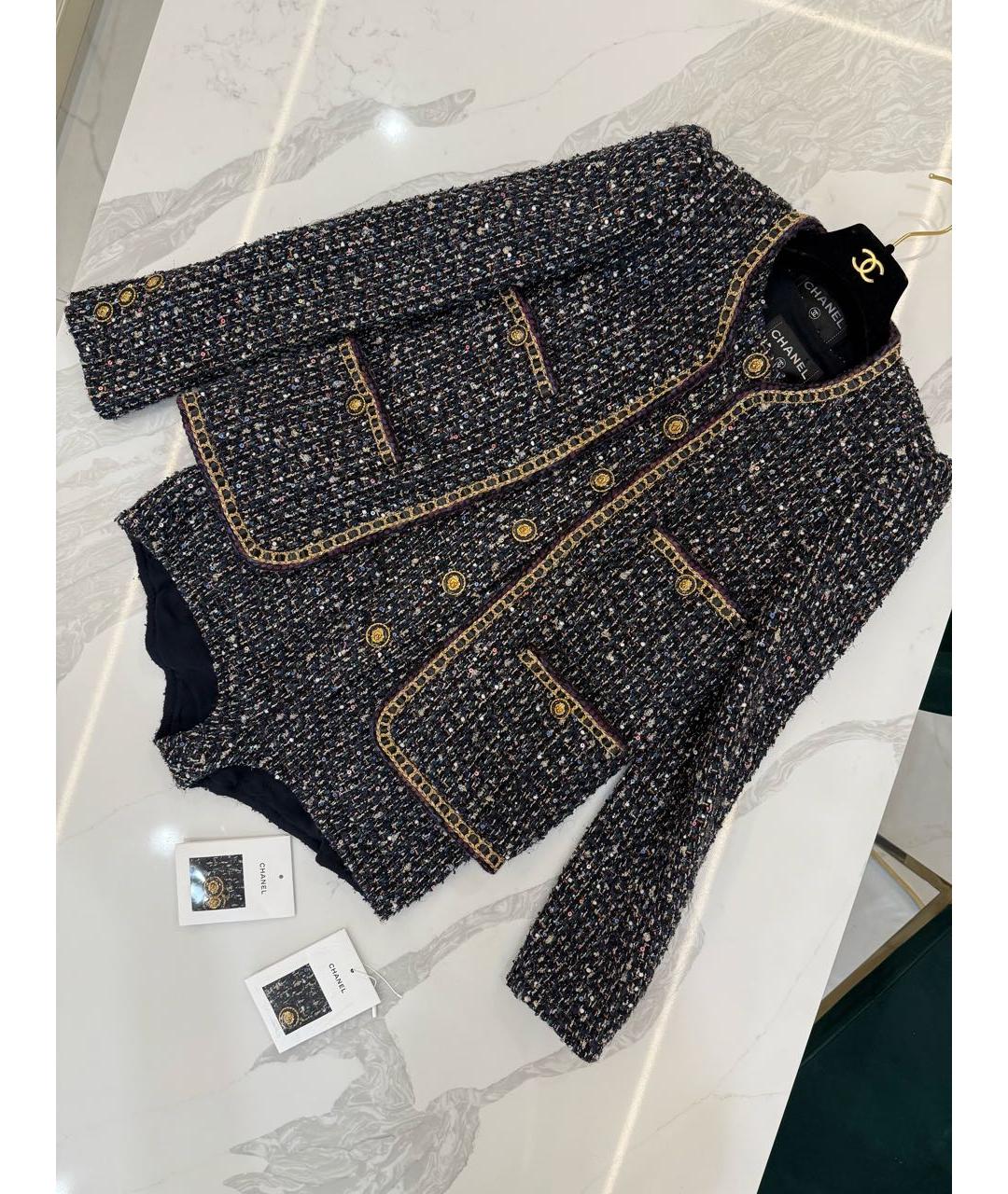 CHANEL Черный твидовый костюм с брюками, фото 9