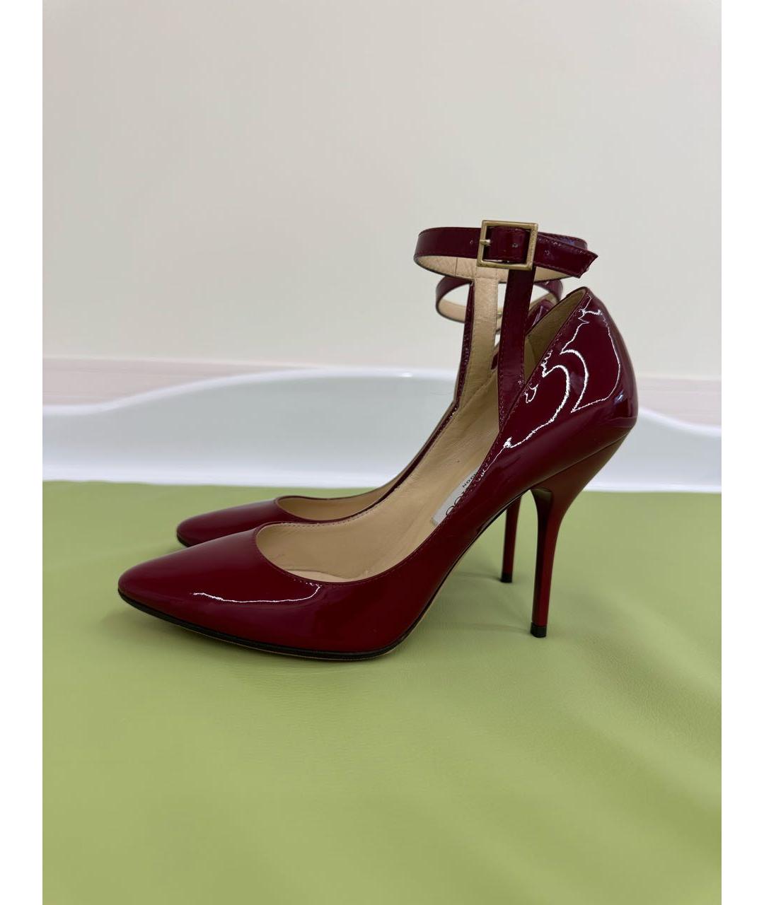 JIMMY CHOO Бордовые туфли из лакированной кожи, фото 6