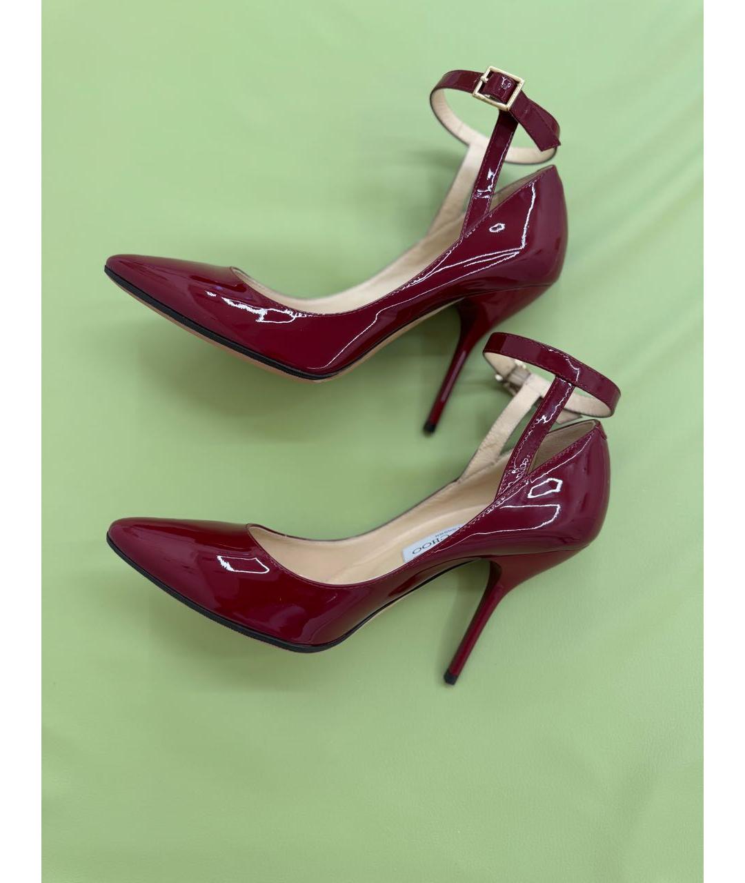 JIMMY CHOO Бордовые туфли из лакированной кожи, фото 5