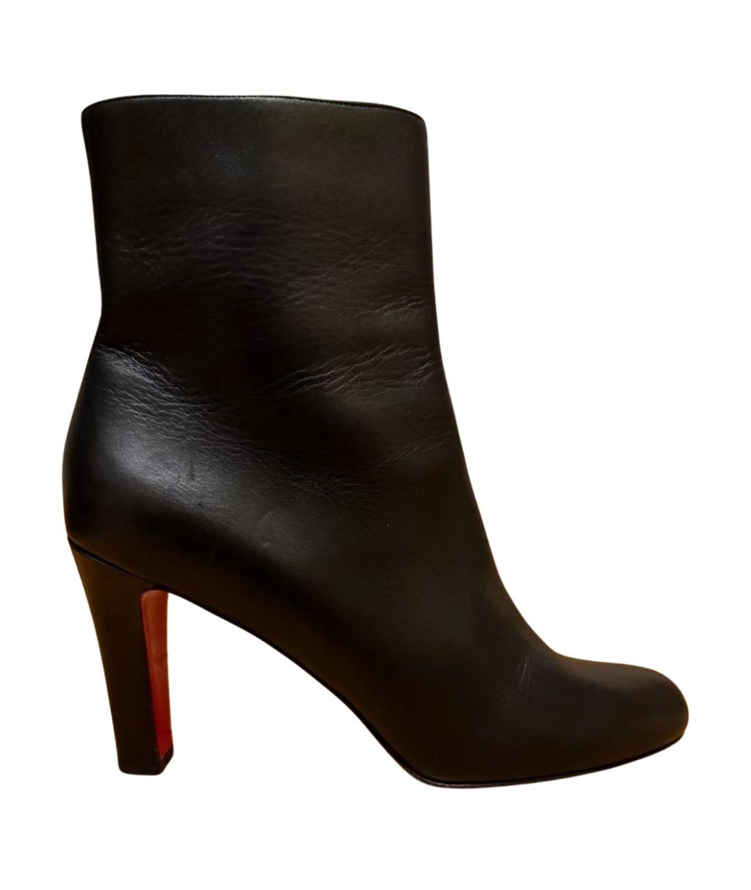 CHRISTIAN LOUBOUTIN Черные кожаные ботильоны, фото 1