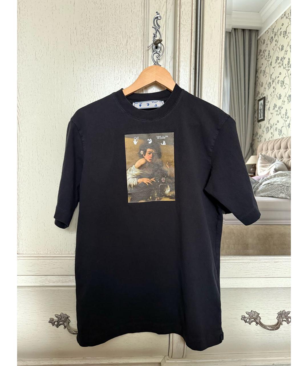 OFF-WHITE Черная хлопковая футболка, фото 8