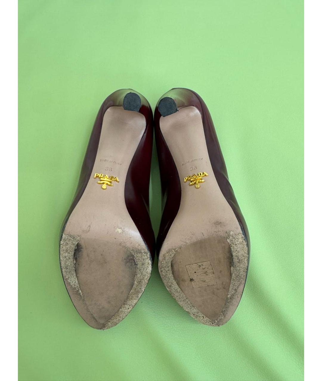 PRADA Бордовые туфли из лакированной кожи, фото 6