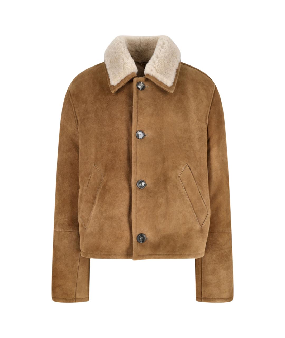 Ami Paris Коричневая кожаная куртка, фото 1