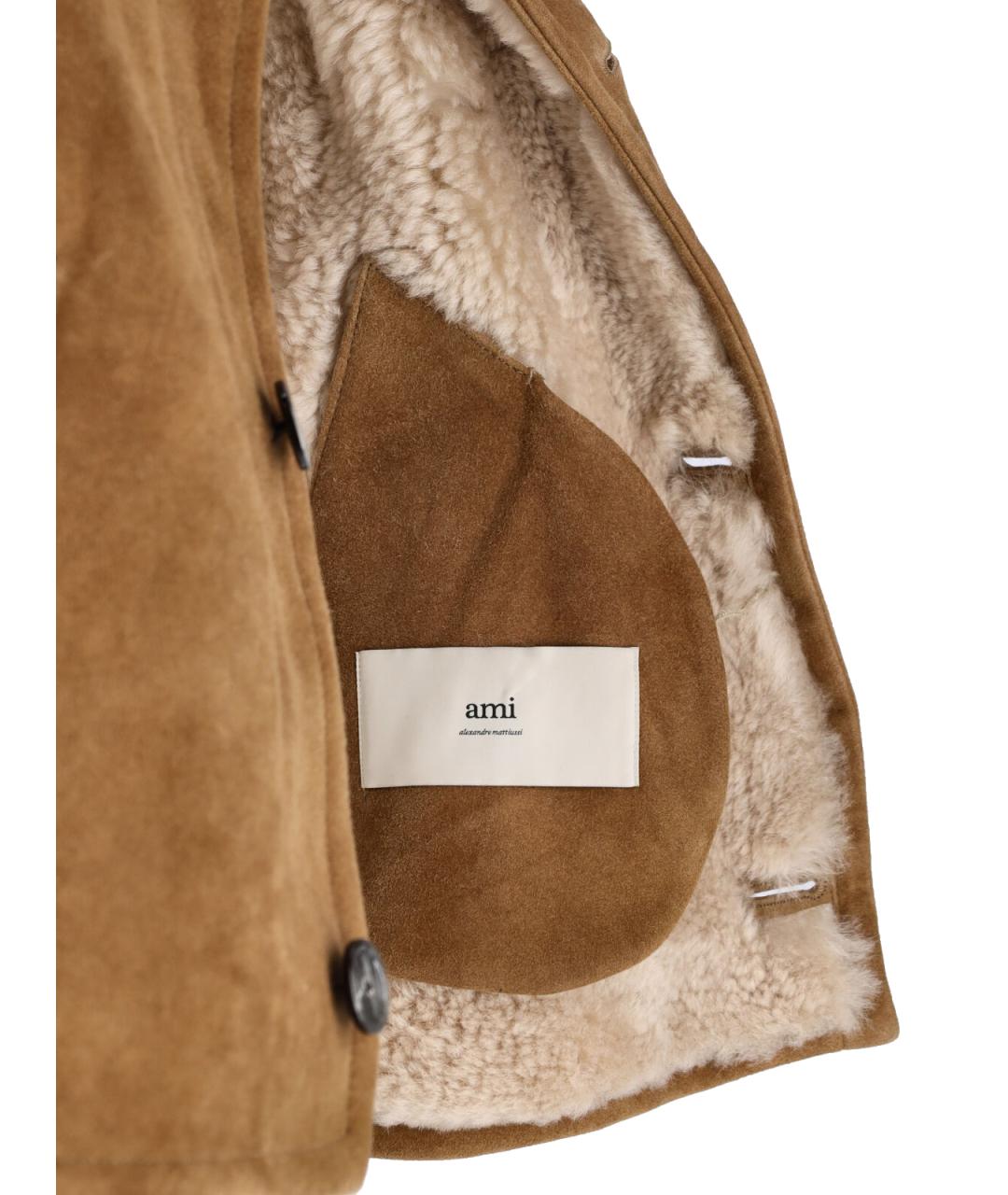 Ami Paris Коричневая кожаная куртка, фото 5