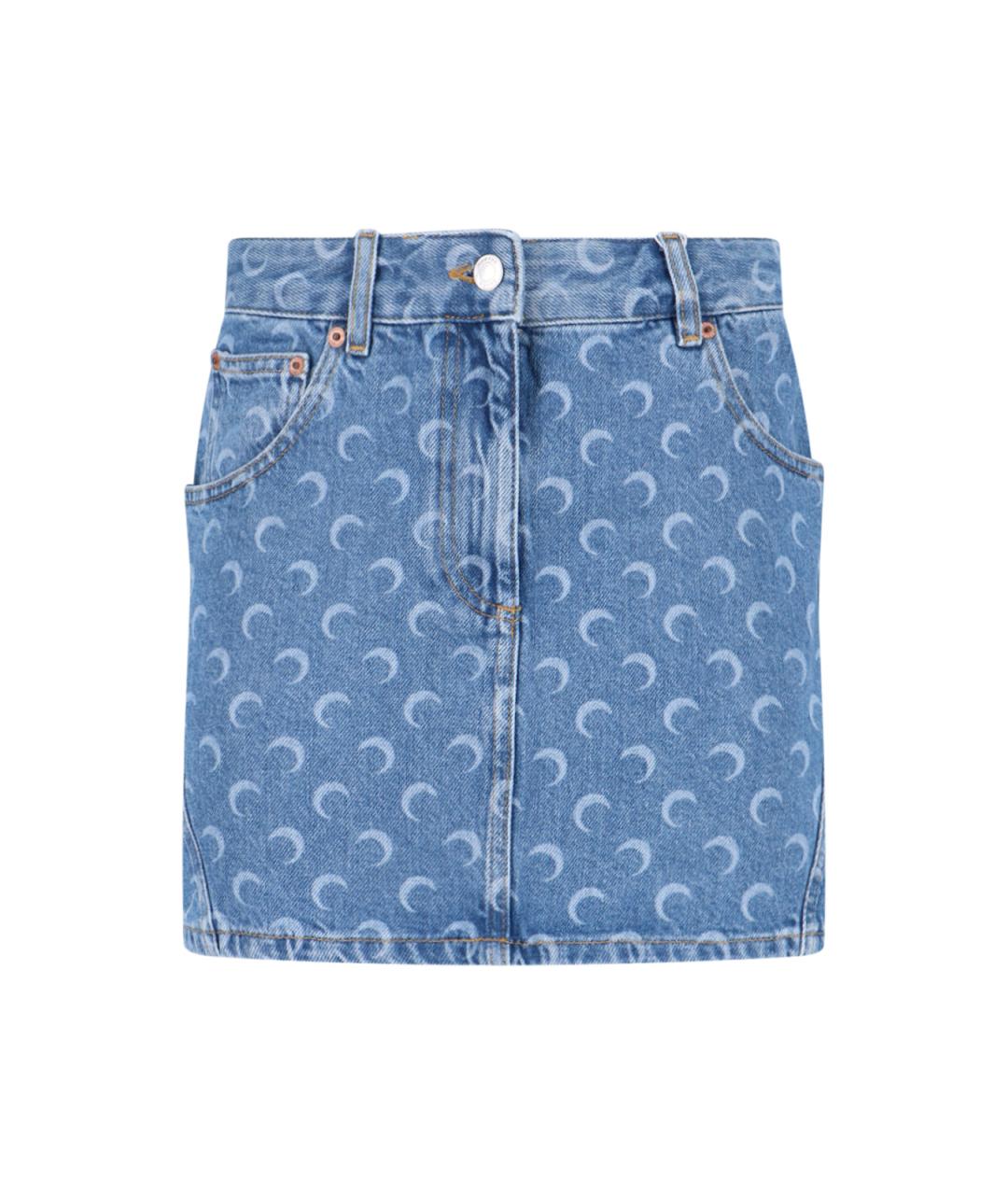 MARINE SERRE Синяя хлопковая юбка мини, фото 1